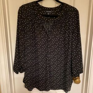 Black and white polkadot blouse
